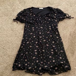 Black dress with pink flowers